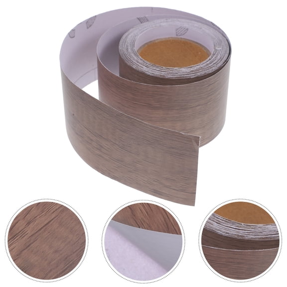 SOPOTUTU Brown Wood Grain Tape Self Adhesive Furniture Banding for Cabinet and Wall Trim