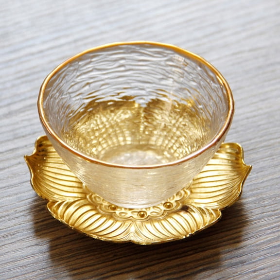 SOPOTUTU Golden Copper Metal Cup Coaster, Lightweight and Portable for Home Decor