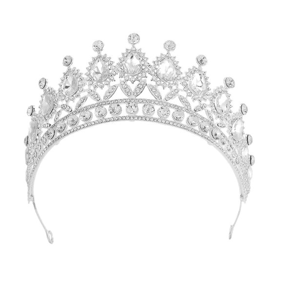 SOPOTUTU Luxurious White Baroque Crystal Crown Hairband for Wedding and Evening Wear