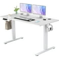 thumbnail image 1 of SOPTY Electric Adjustable Height Standing Desk Sit to Stand Up Desk with Splice Board, Rising Home Office Computer Table with 2 Hook and Wire Hole for Work, 1 of 21