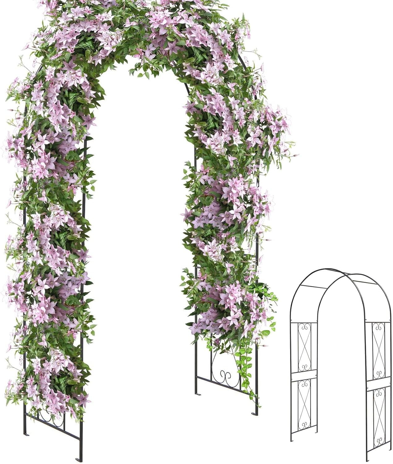 SOPTY Garden Arbors Trellises, 7.2FT Metal Garden Arch for Climbing ...