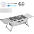thumbnail image 1 of SOPTY Portable Charcoal Foldable Grill, Small Grills Outdoor Cooking For Travel, Camping Smoker BBQ Grill, Stainless Steel Table Top Grill Charcoal For Outdoor Cooking, Camping, Backyard-22.3x7.9", 1 of 9