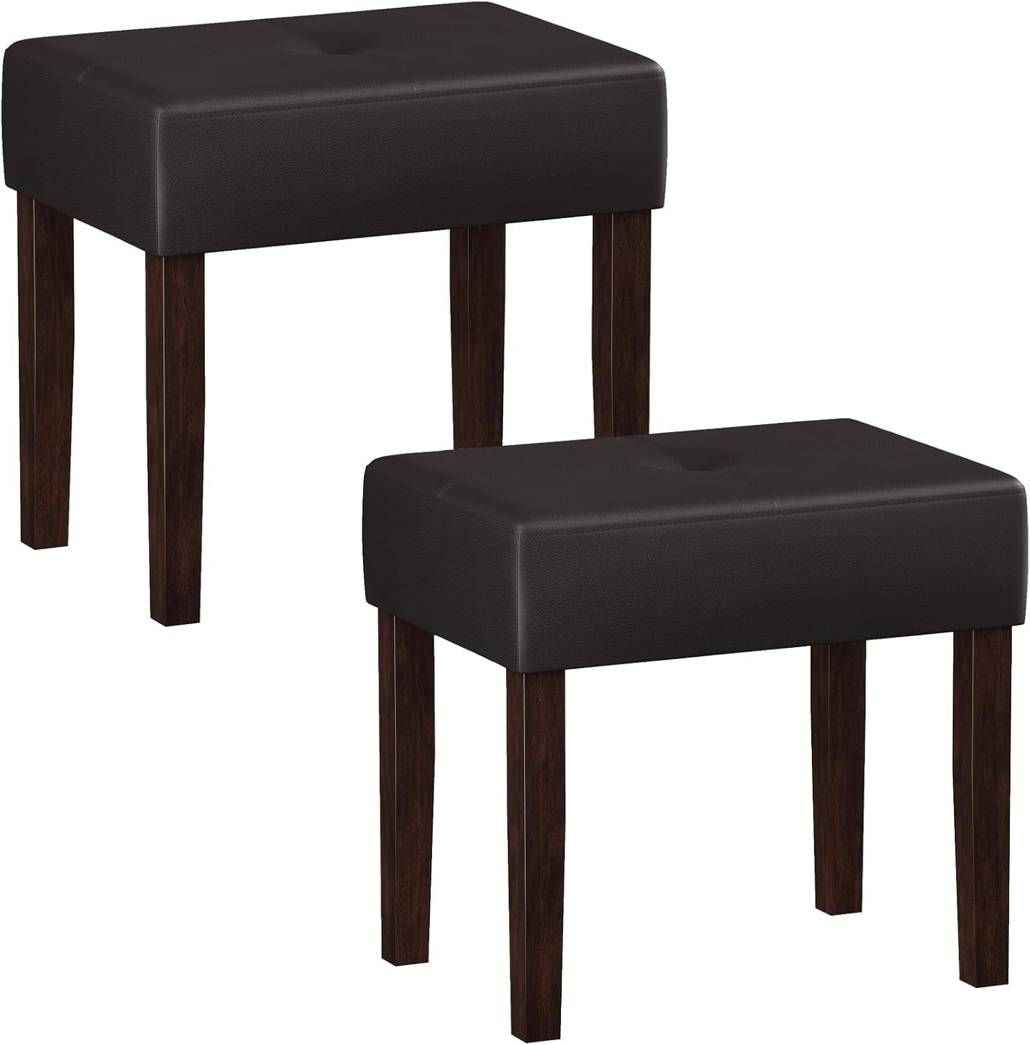SOPTY Two Leather Vanity Stools, 20 Inch Wide Rectangle Ottoman Bench ...