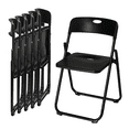 thumbnail image 1 of SOPTY White Plastic Folding Chairs 6 Pack, Foldable Stacking Chairs for Outdoor & Indoor, Reinforced Metal Frame, 330LBS Capacity，6pcs Black, 1 of 7