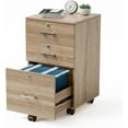 thumbnail image 1 of SOPTY Wood Rolling File Cabinet with Lock, Under Desk File Cabinet for Home Office, Mobile Printer Stand, Oak, 26" H, 1 of 17