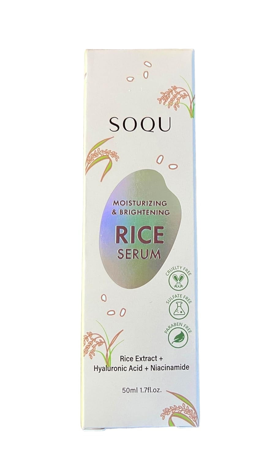 Soqu Moisturizing & Brightening Rice Serum, 1.7 Fl Oz (Pack of 1)