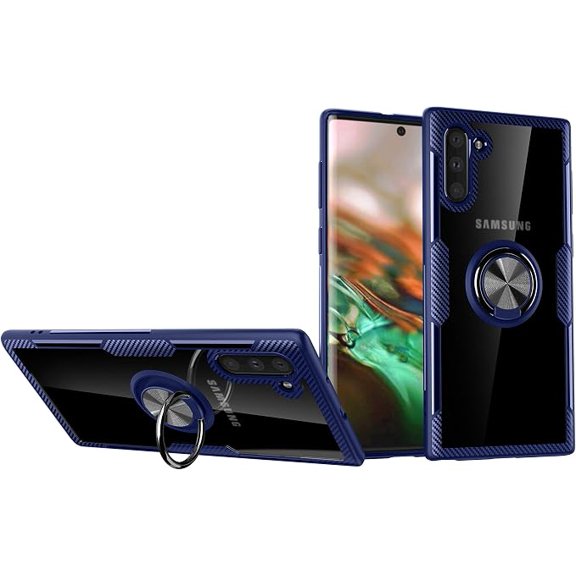 SORAKA Clear Case for Note 10 with Ring Holder,Slim Fit Case Transparent Hard PC Cover Note 10 Case with Metal Plate for Magnetic Car Phone Holder