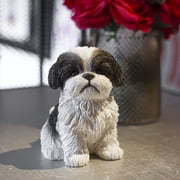 SOREAL Black Shih Tzu Sitting Decorative Puppy Figurine for Home & Garden D cor, Handpainted Polyresin Dog Statue, Realistic Design | Gift for Dog Lovers | Weather-Resistant Indoor/Outdoor Decor