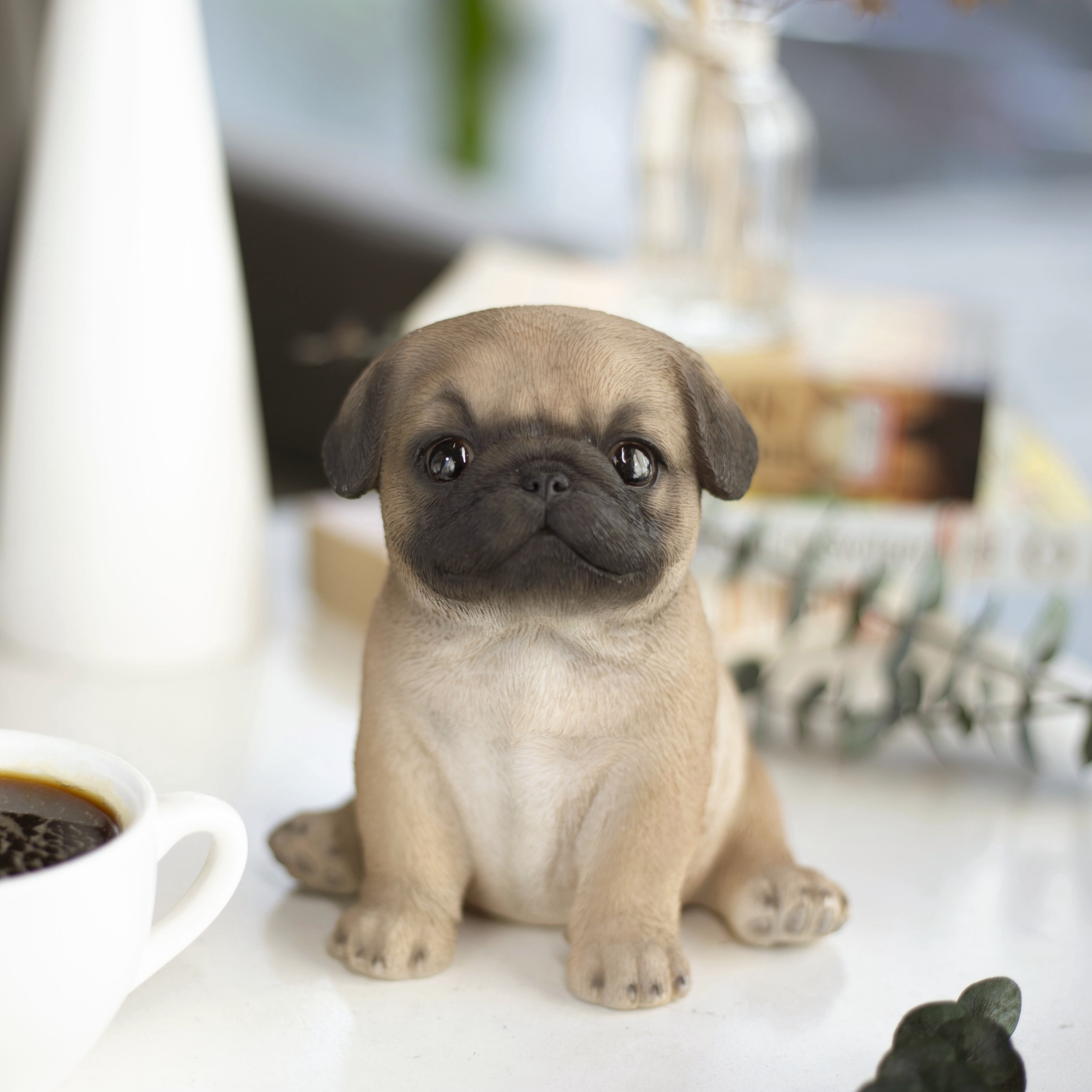 SOREAL Brown Baby Pug | Handpainted Decorative Puppy Statue for Home & Garden Decor | Premium Polyresin Dog Statue | Gift for Dog Lovers | Weather-Resistant Indoor/Outdoor Decor