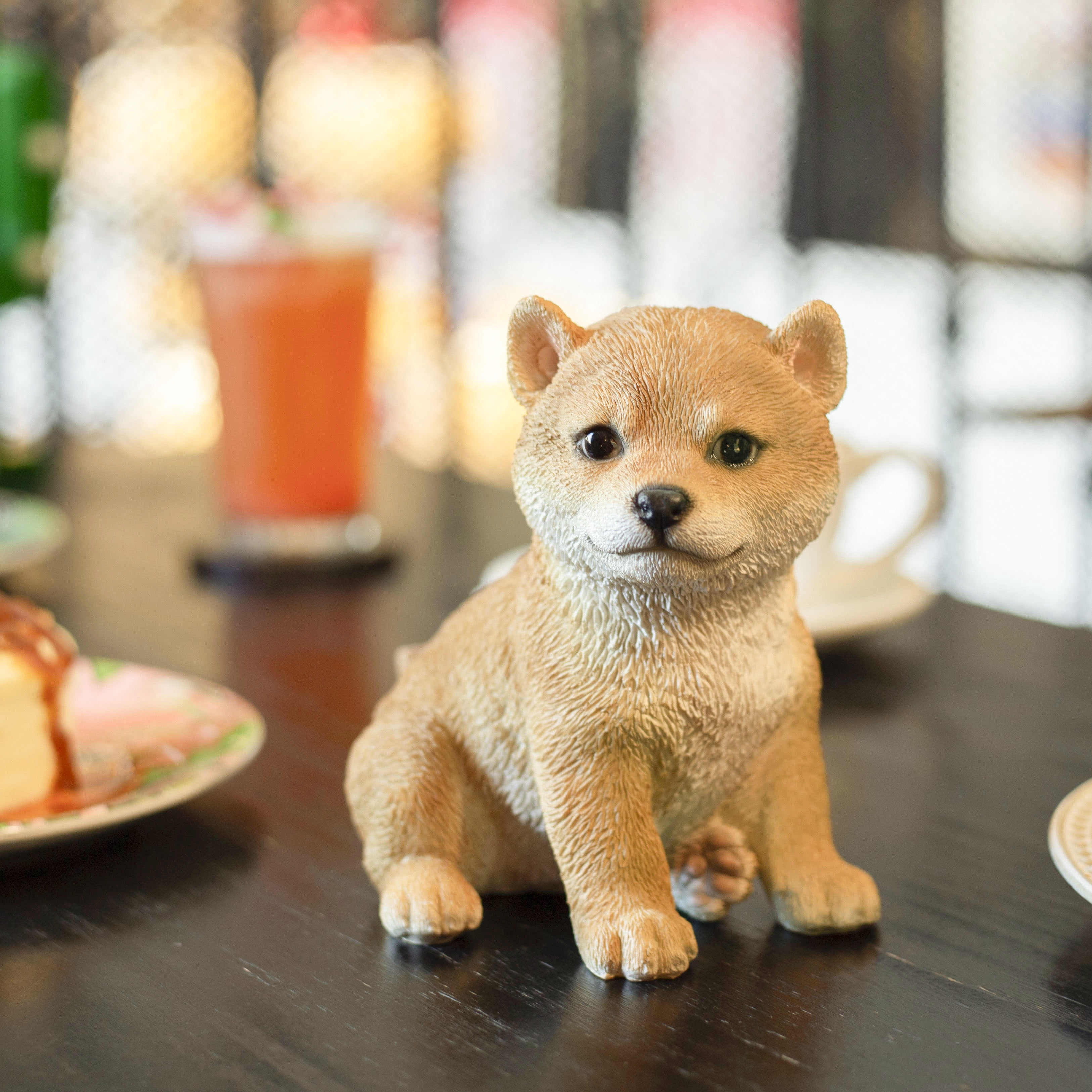 SOREAL Brown Shiba Decorative Puppy Figurine for Home & Garden Décor, Handpainted Polyresin Dog Statue, Realistic Design | Gift for Dog Lovers | Weather-Resistant Indoor/Outdoor Decor
