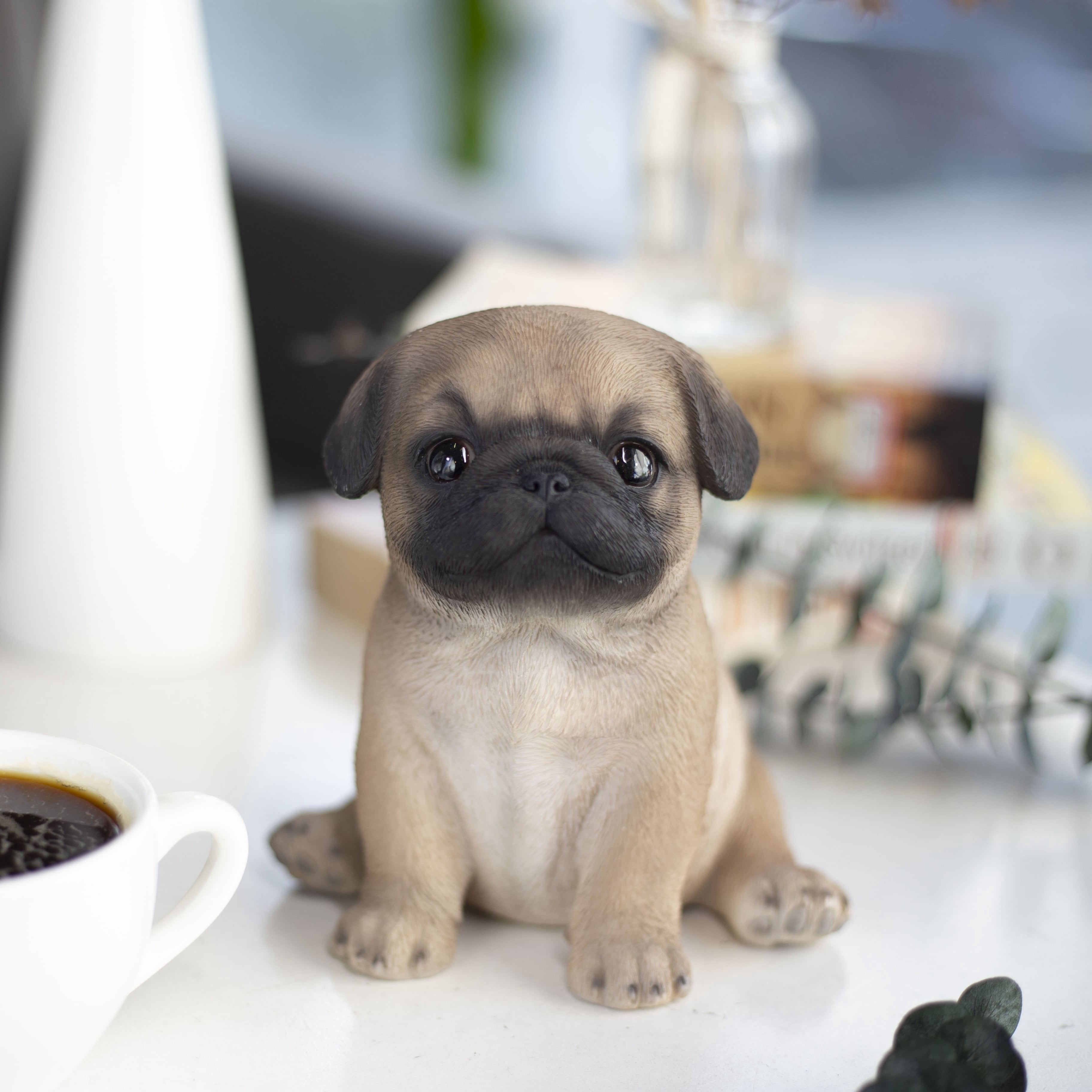 SOREAL Brown pug Decorative Puppy Figurine for Home & Garden Décor, Handpainted Polyresin Dog Statue, Realistic Design | Gift for Dog Lovers | Weather-Resistant Indoor/Outdoor Decor