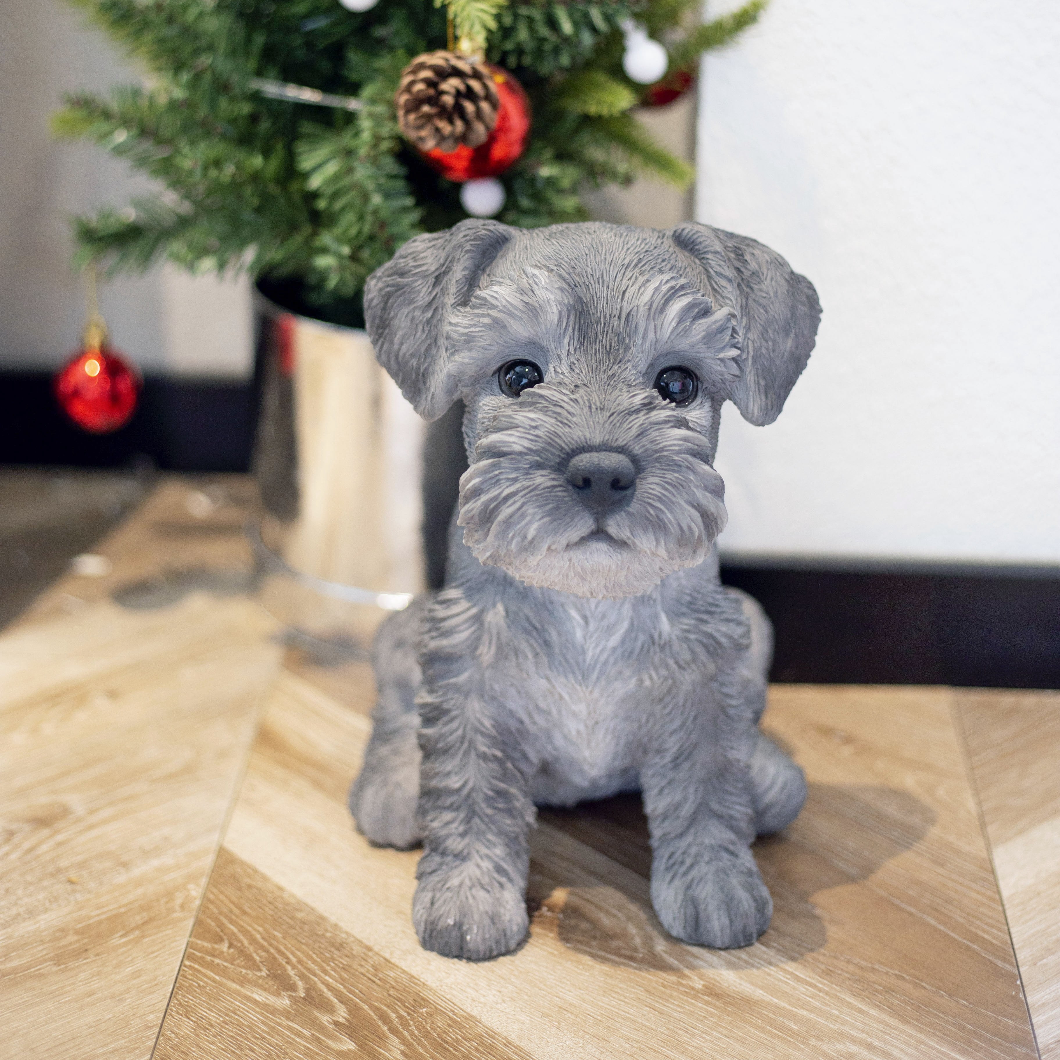 SOREAL Grey Baby Schnauzer | Handpainted Decorative Puppy Statue for Home & Garden Decor | Premium Polyresin Dog Statue | Gift for Dog Lovers | Weather-Resistant Indoor/Outdoor Decor