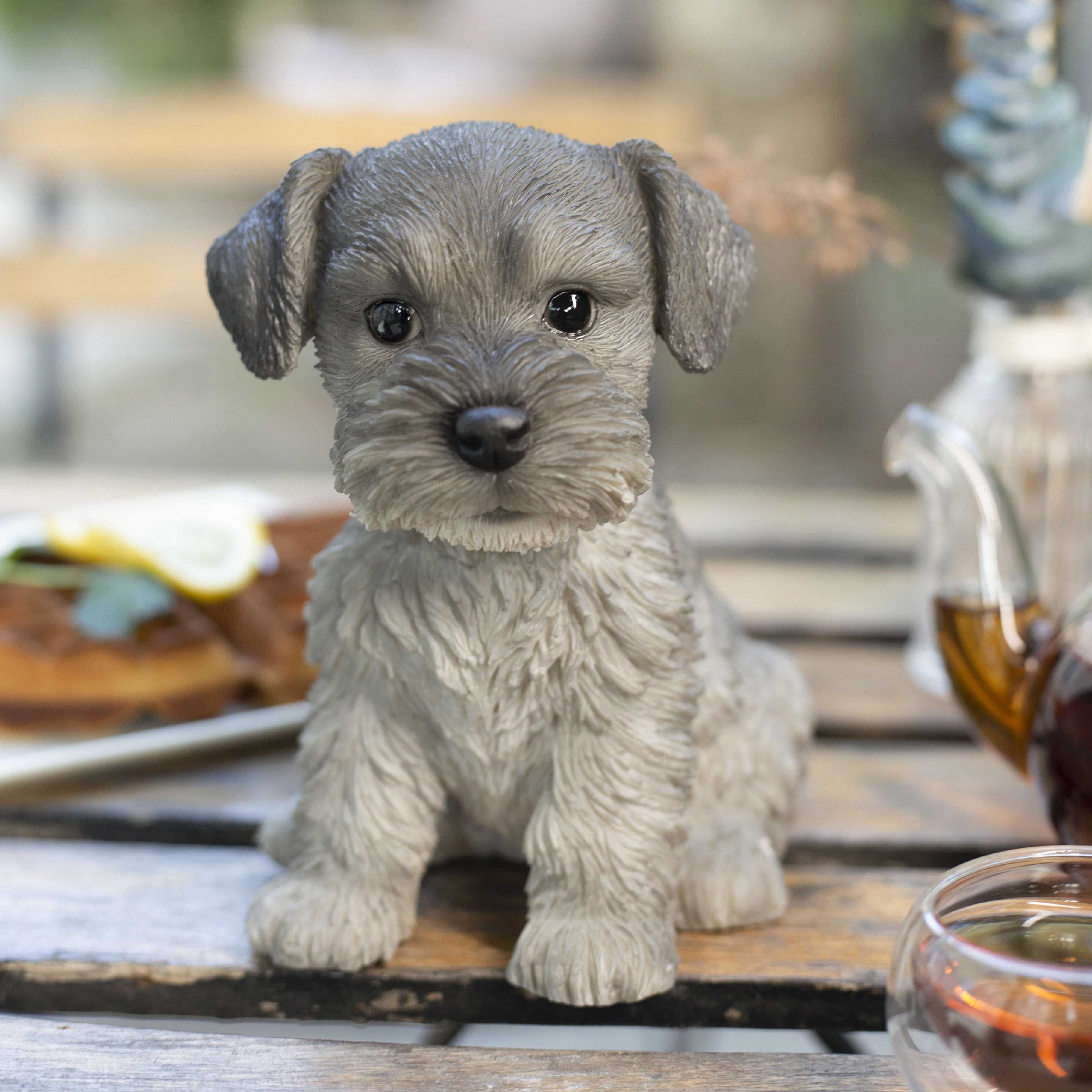 SOREAL Grey Schnauzer Decorative Puppy Figurine for Home & Garden Décor, Handpainted Polyresin Dog Statue, Realistic Design | Gift for Dog Lovers | Weather-Resistant Indoor/Outdoor Decor