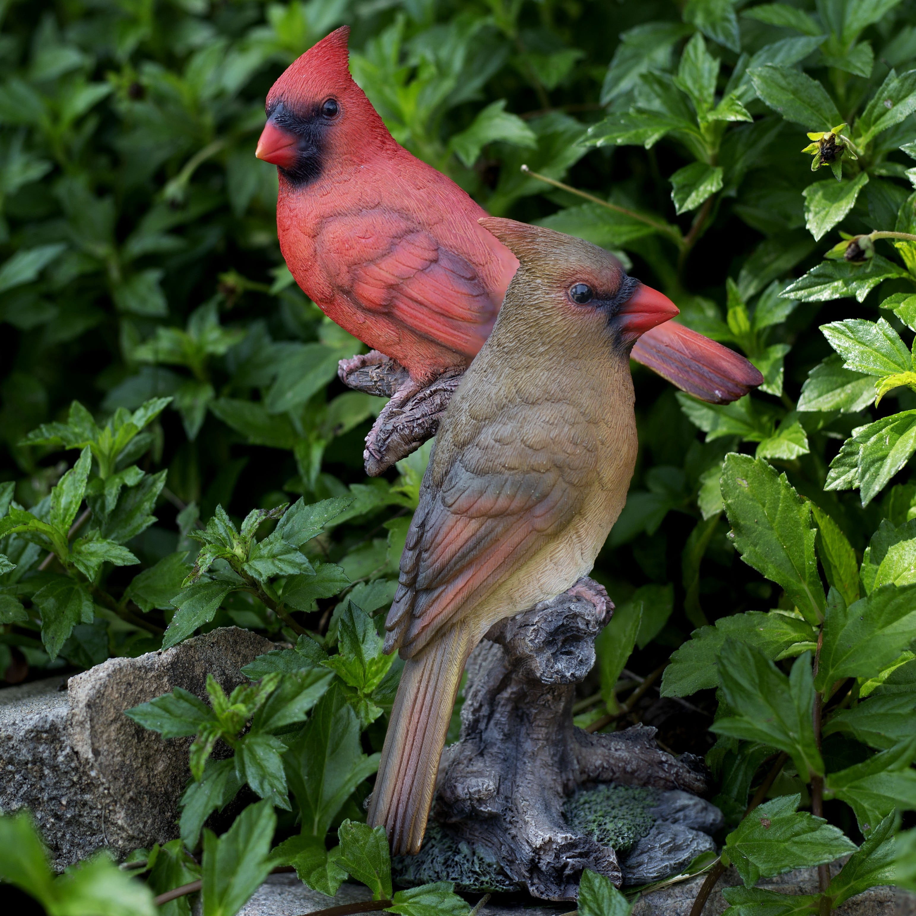 SOREAL Red Gardinals on branch | Handcrafted Decorative Bird Statue for Home & Garden | Premium Polyresin, Weather-Resistant Indoor/Outdoor Decor