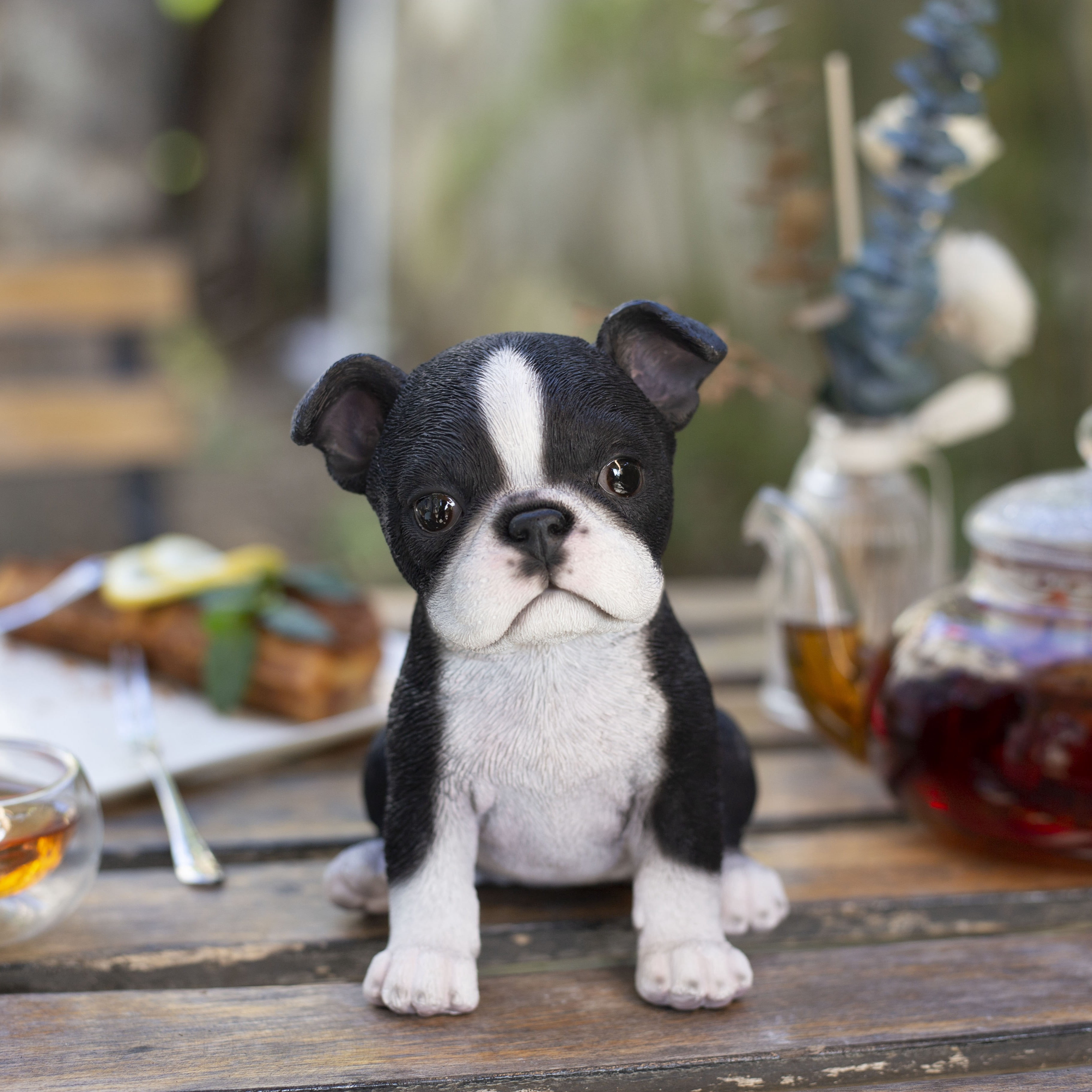 SOREAL White & Black Boston Terrier | Handpainted Decorative Puppy Statue for Home & Garden Decor | Premium Polyresin Dog Statue | Gift for Dog Lovers | Weather-Resistant Indoor/Outdoor Decor