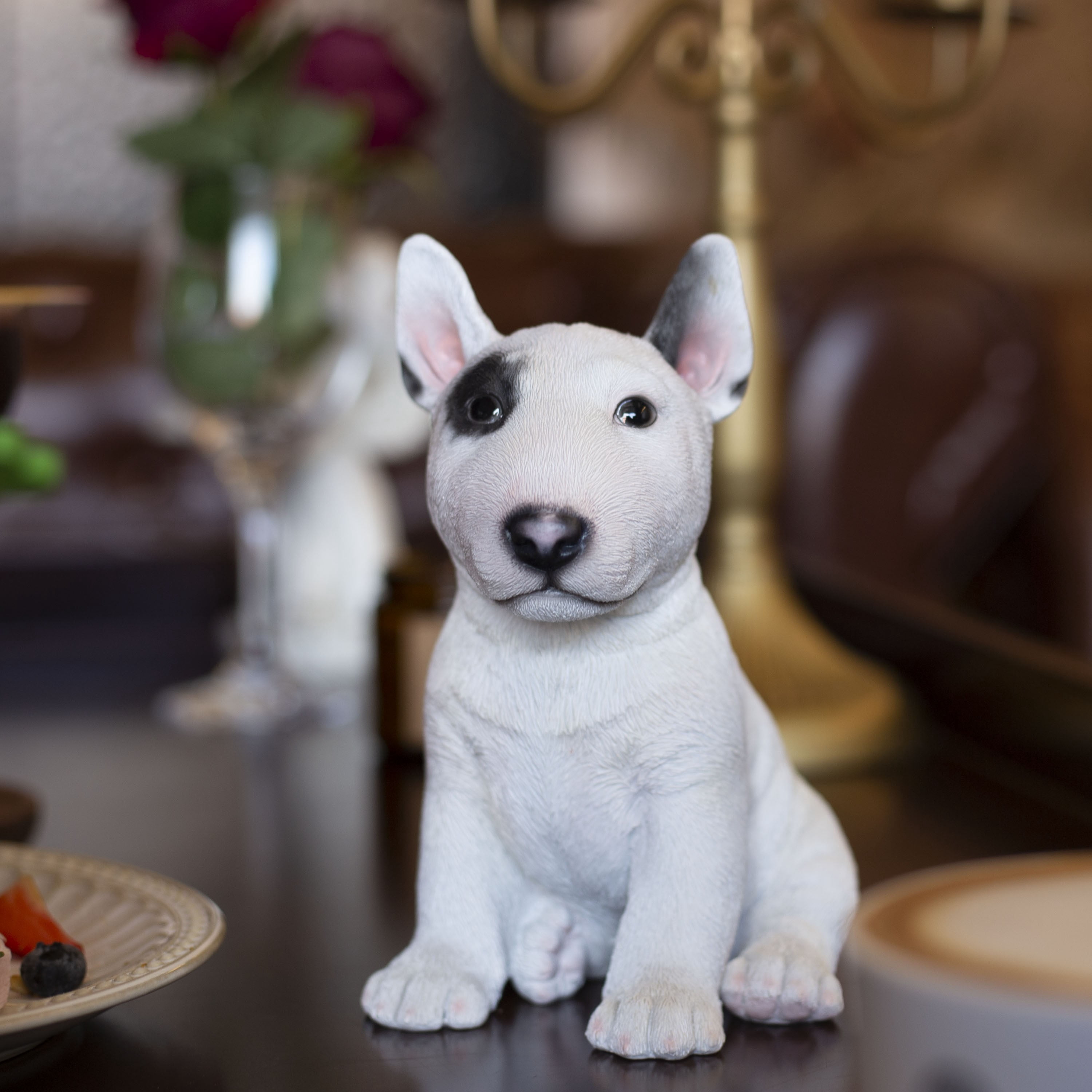 SOREAL White Bull Terrier Decorative Puppy Figurine for Home & Garden Décor, Handpainted Polyresin Dog Statue, Realistic Design | Gift for Dog Lovers | Weather-Resistant Indoor/Outdoor Decor