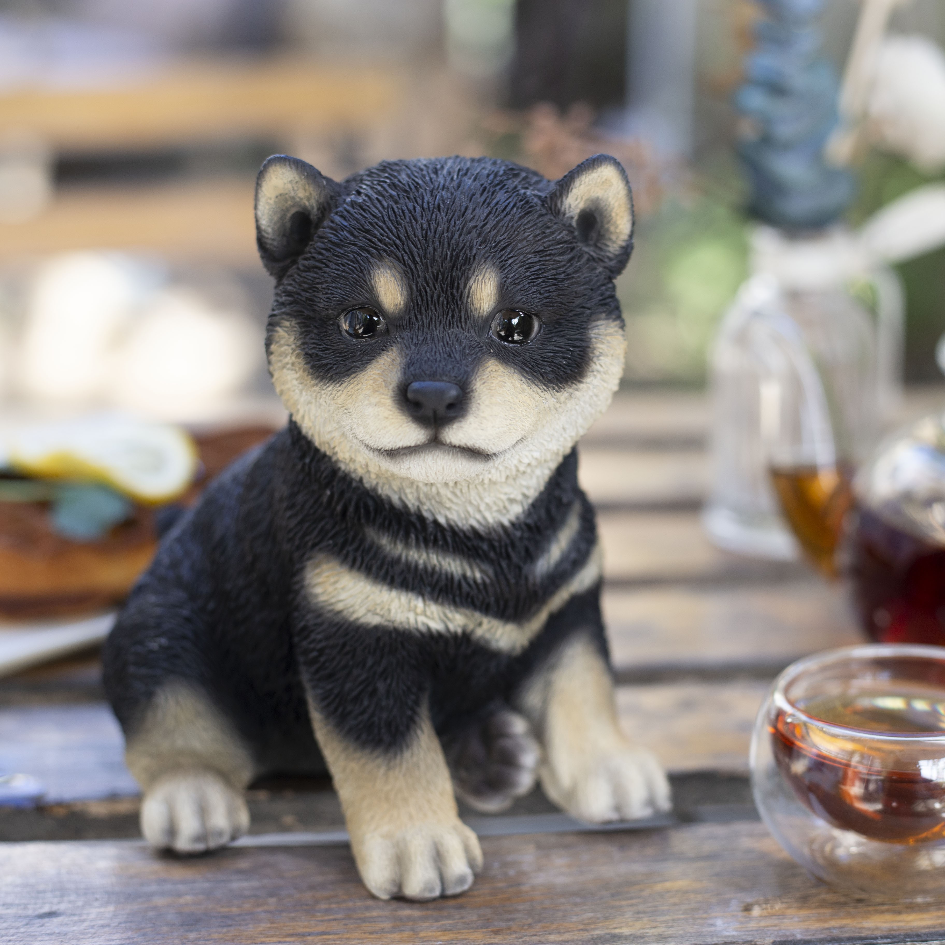 SOREAL White Shiba Decorative Puppy Figurine for Home & Garden Décor, Handpainted Polyresin Dog Statue, Realistic Design | Gift for Dog Lovers | Weather-Resistant Indoor/Outdoor Decor