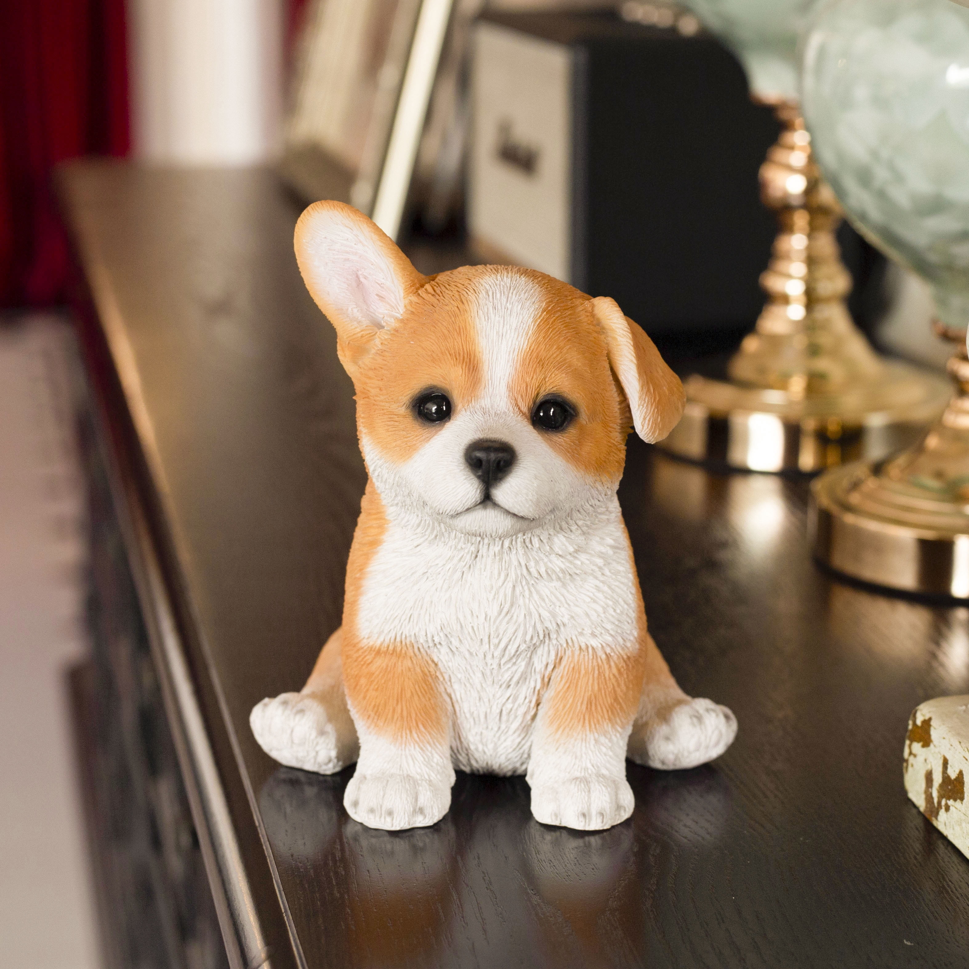 SOREAL Yellow Corgi Decorative Puppy Figurine for Home & Garden Décor, Handpainted Polyresin Dog Statue, Realistic Design | Gift for Dog Lovers | Weather-Resistant Indoor/Outdoor Decor