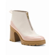 SOREL Waterproof Brex Peach, Chalk Heeled Chelsea Leather Zip Booties 8.5 M
