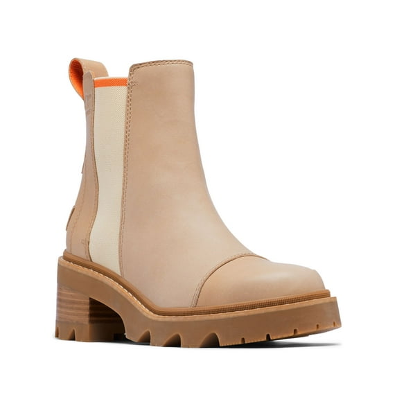 SOREL Womens Beige 1" Platform Heel Pull-Tab Logo Patch Padded Goring Waterproof Joan Round Toe Chelsea 8.5
