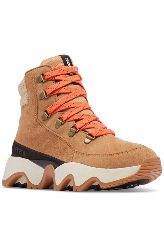 Womens Beige Color Block Treaded Padded Collar Cushioned Waterproof Conquest Round Toe Wedge Lace-Up Booties 10