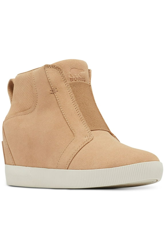 Womens Beige Elasticized Heel Pull-Tab Cushioned Perforated Out N About Round Toe Booties 8.5