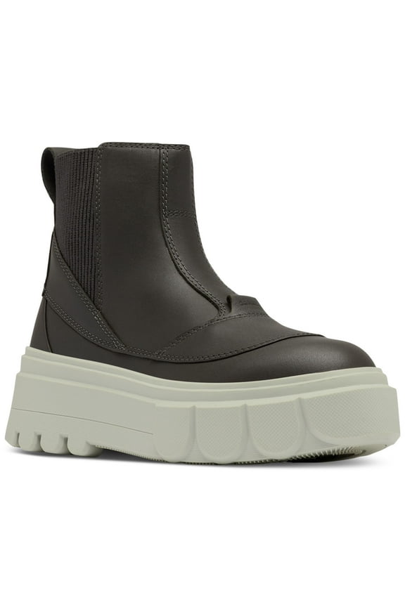 Womens Gray Heel Pull-Tab Goring Cushioned Caribou X Round Toe Platform Chelsea Boot 11