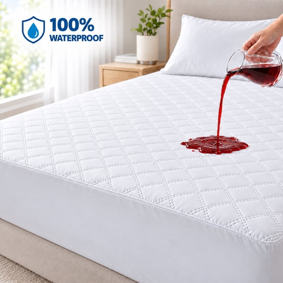 SORMAG 100% Waterproof Mattress Protector Queen, 80 GSM Quilted Mattress Cover with TPU Barrier, Soft & Quiet, Deep Pocket, Machine Washable, 60" × 80" White