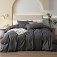 thumbnail image 1 of SORMAG 3 Pieces Duvet Cover Set, Soft Washed Microfiber Duvet Cover Full Size with 2 Pillow Shams, Dark Grey, 1 of 9