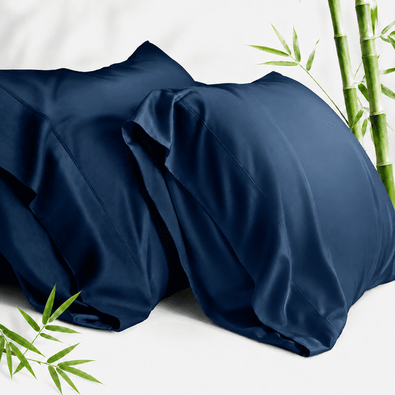 SORMAG Bamboo Cooling Pillowcases Queen Pillow Cases Set of 2 Pack,20x30 inches, Navy Blue