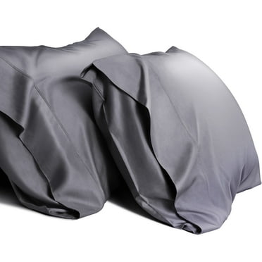SORMAG Bamboo Cooling Pillowcases Queen Pillow Cases Set of 2 Pack,Dark Grey 20x30 inches