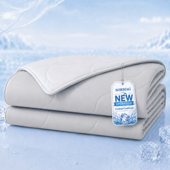 SORMAG Cooling Comforter King Size Cooling Blankets with Q-Max>0.45 for Hot Sleepers Summer Bed Comforter Quilt,Soft Lightweight Silk Smooth ( Grey, King(104"x90"))