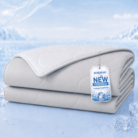 SORMAG Cooling Comforter King Size Cooling Blankets with Q-Max>0.45 for Hot Sleepers Summer Bed Comforter Quilt,Soft Lightweight Silk Smooth ( Grey, King(104"x90"))