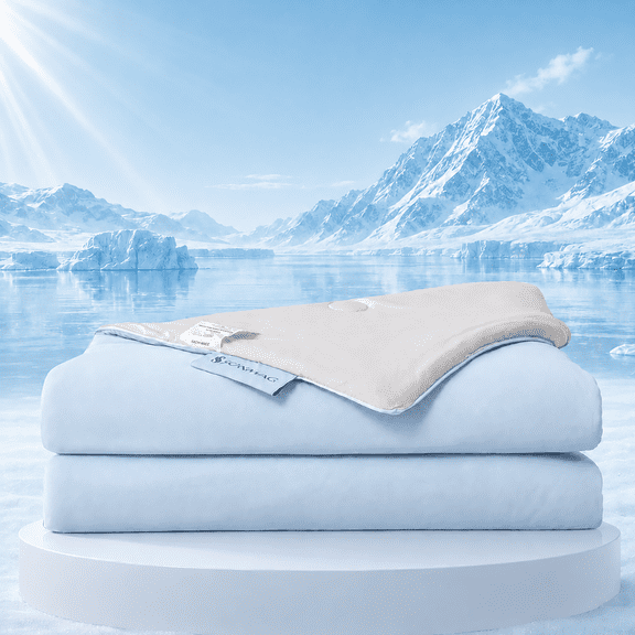 SORMAG Cooling Comforter Queen Size Cooling Blankets for Hot Sleepers Summer Bed Comforter Quilt Double-Sided Cool Design,Soft Lightweight Silk Smooth (Blue & Grey, Queen(90"x90"))