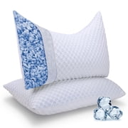 SORMAG Cooling Curved Shredded Memory Foam Pillows-Side Sleeper Pillows for Bed Neck and Shoulder Pain Relief Sleeping Queen Set of 2 Pack 20*30 inch