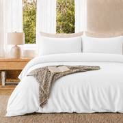 SORMAG Duvet Cover Set Soft Washed Microfiber Duvet Cover 3 Pieces King White