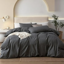 SORMAG Duvet Cover Set Soft Washed Microfiber Duvet Cover 3 Pieces Queen Dark Grey