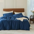 thumbnail image 1 of SORMAG Duvet Cover Set Soft Washed Microfiber Duvet Cover 3 Pieces Queen Navy Blue, 1 of 9