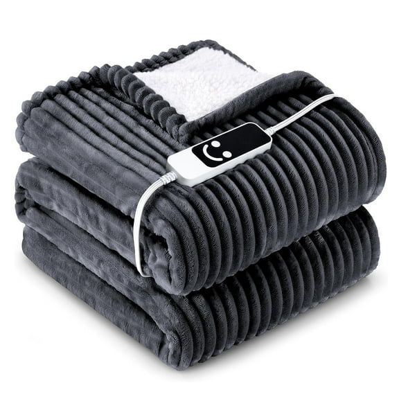 SORMAG Heated Blanket Electric Blanket Gentle Soft Flannel Heated Throw Blanket with 12 Time Settings and 5 Heating Settings,ETL Certified Machine Washable (50x60 inches,Gray)