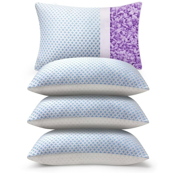 SORMAG King Size Pillows Set of 4,Cooling Shredded Memory Foam Pillows for Bed 4 Pack,20 x 30 inches