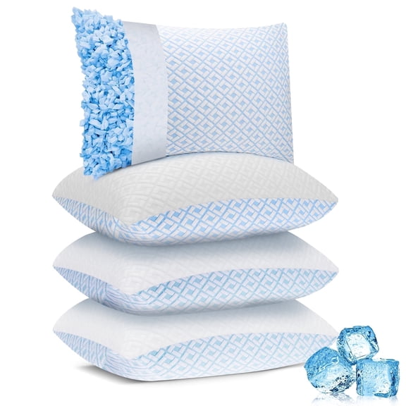 SORMAG Queen Size Pillows Set of 4,Cooling Shredded Memory Foam Pillows for Bed 4 Pack,20 x 30 inches