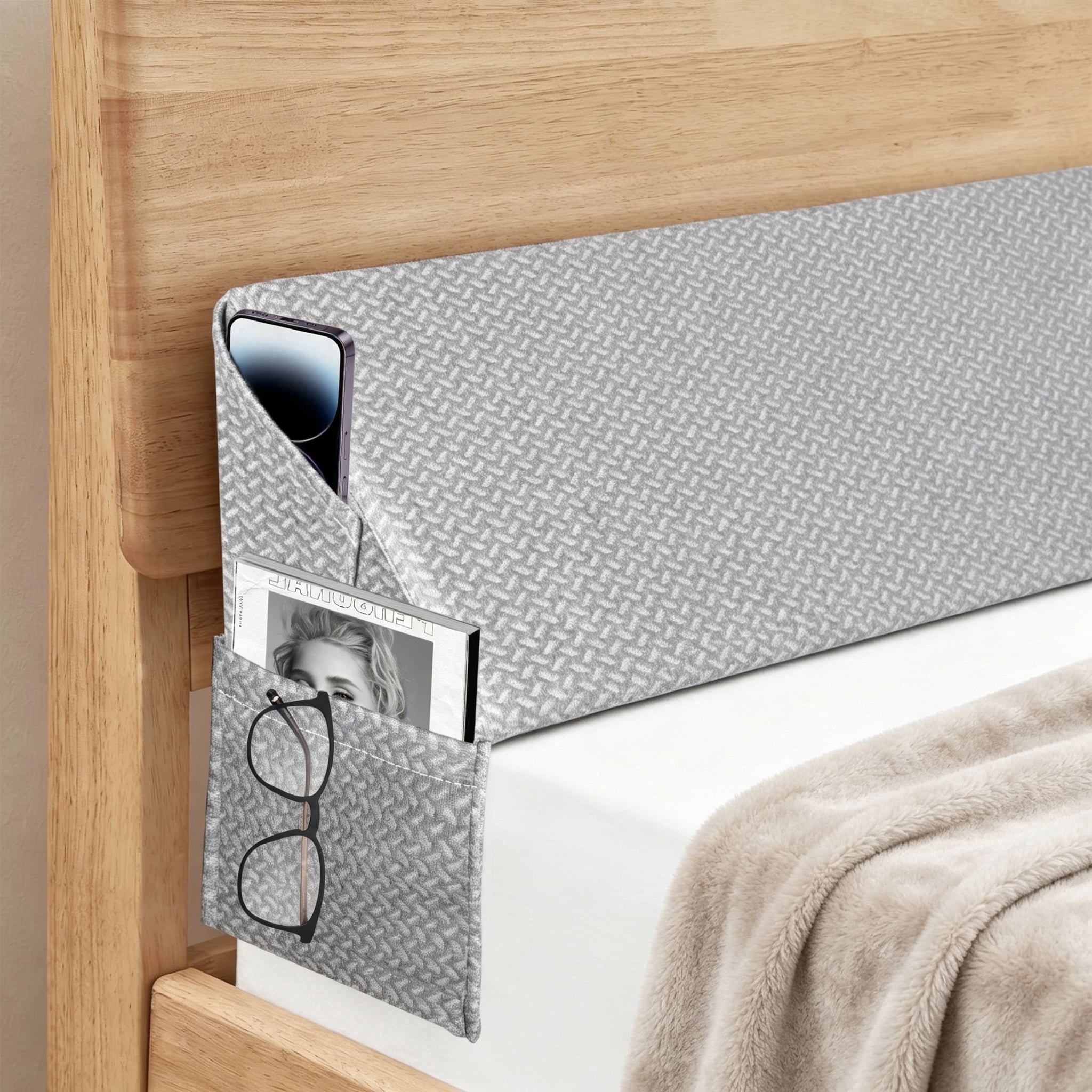 SORMAG Wedge Pillow Headboard,Bed Wedge Pillow for Headboard,Bed Mattress Gap Filler,Headboard Pillow,Pillow Wedge for Headboard Gap(0-8") Grey King Size 76"x10"x6"