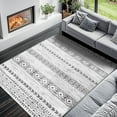 thumbnail image 1 of SONORO KATE 10'x12' Area Rugs for Living Room, Machine Washable Geometric Stripe Non Slip Soft Indoor Area Carpet, Gray/White, 1 of 8