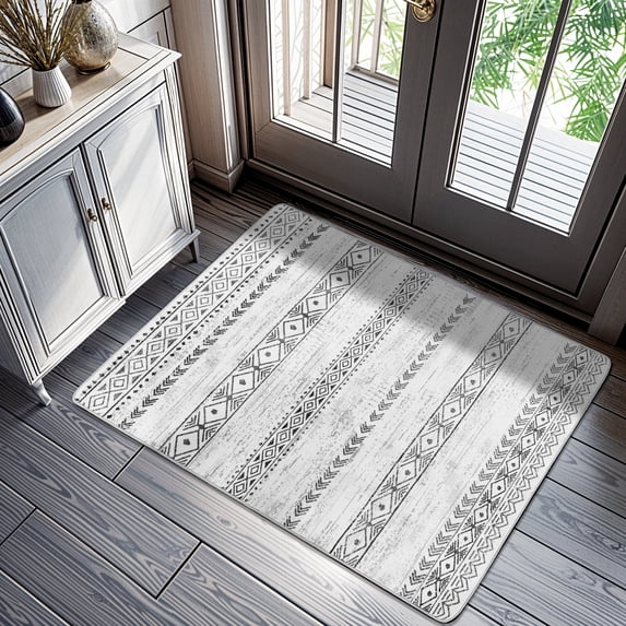 SONORO KATE 2'x3' Area Rugs for Door Entrance Entryway, Machine Washable Geometric Stripe Non Slip Soft Indoor Area Carpet, Gray/White