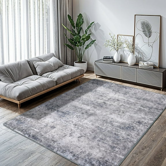 SONORO KATE 3'x5' Area Rugs for Living Room, Machine Washable Oriental Vintage Non Slip Soft Indoor Area Carpet, Gray/Blue
