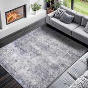 SONORO KATE 8'x10' Area Rugs for Living Room, Machine Washable Oriental Vintage Non Slip Soft Indoor Area Carpet, Gray/Blue/Purple