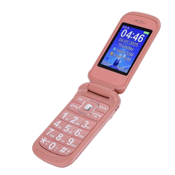 SOS Button SOS Button 2G Cell Phone, Powerful Speaker Calling Support Unlocked Dual Screen Flip Cell Phone for Travel