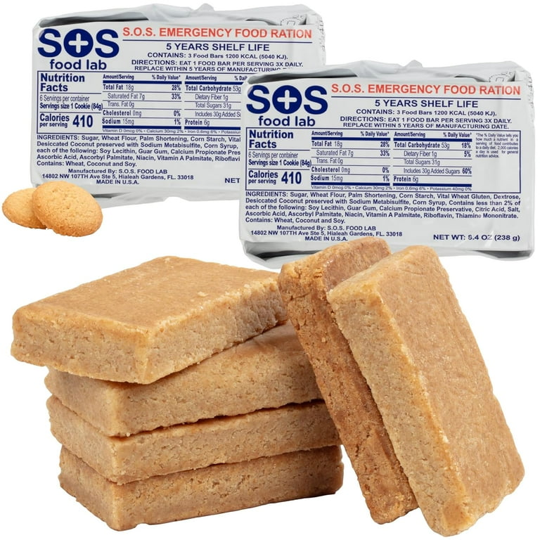SOS Food Lab Emergency Food Bar - 1200 Calorie Ration (2 Pack