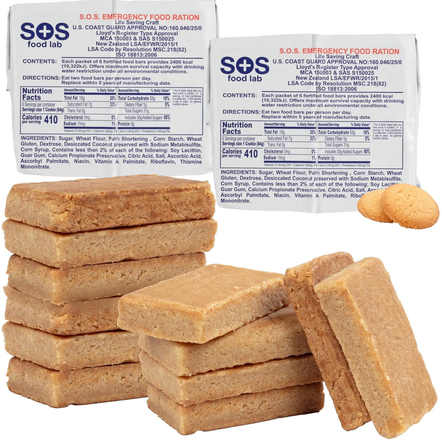 SOS Food Lab Emergency Food Bar - 2400 Calorie Ration (2 Pack ...