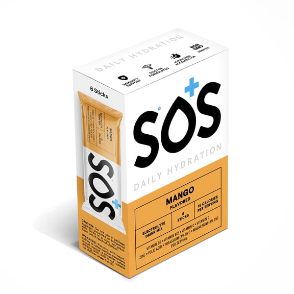SOS Hydration Electrolyte Powder Packets Mango Flavor 8 Count, 1 Ea